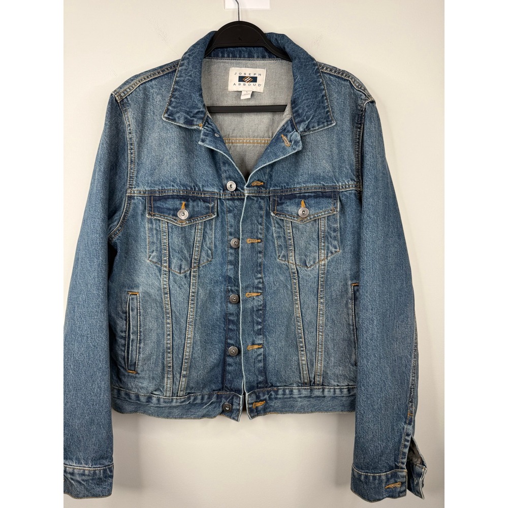 Joseph Abboud Denim Trucker Jacket Mens L 100% Cotton Classic Blue Jean Jacket